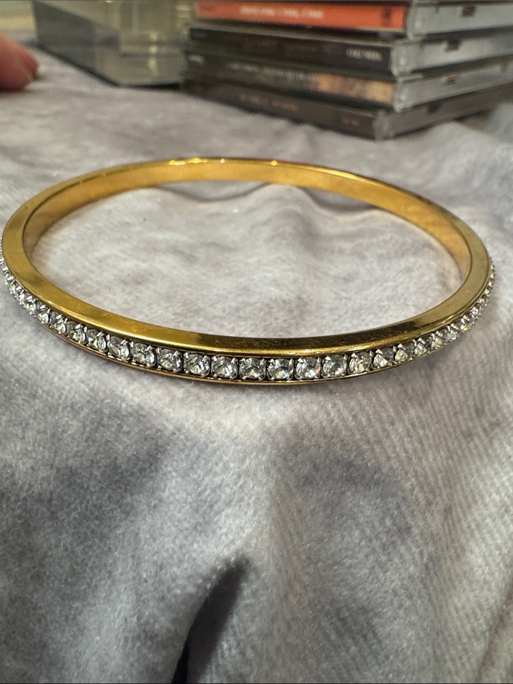 Swarovski Pave‎ Gold Crystal-Accent Bangle Bracelet